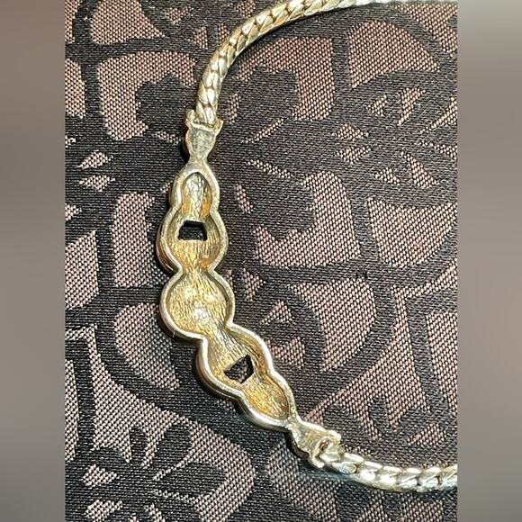 Christian Dior Pave Studded Gold tone Necklace with adjustable chain. - Picture 3 of 5